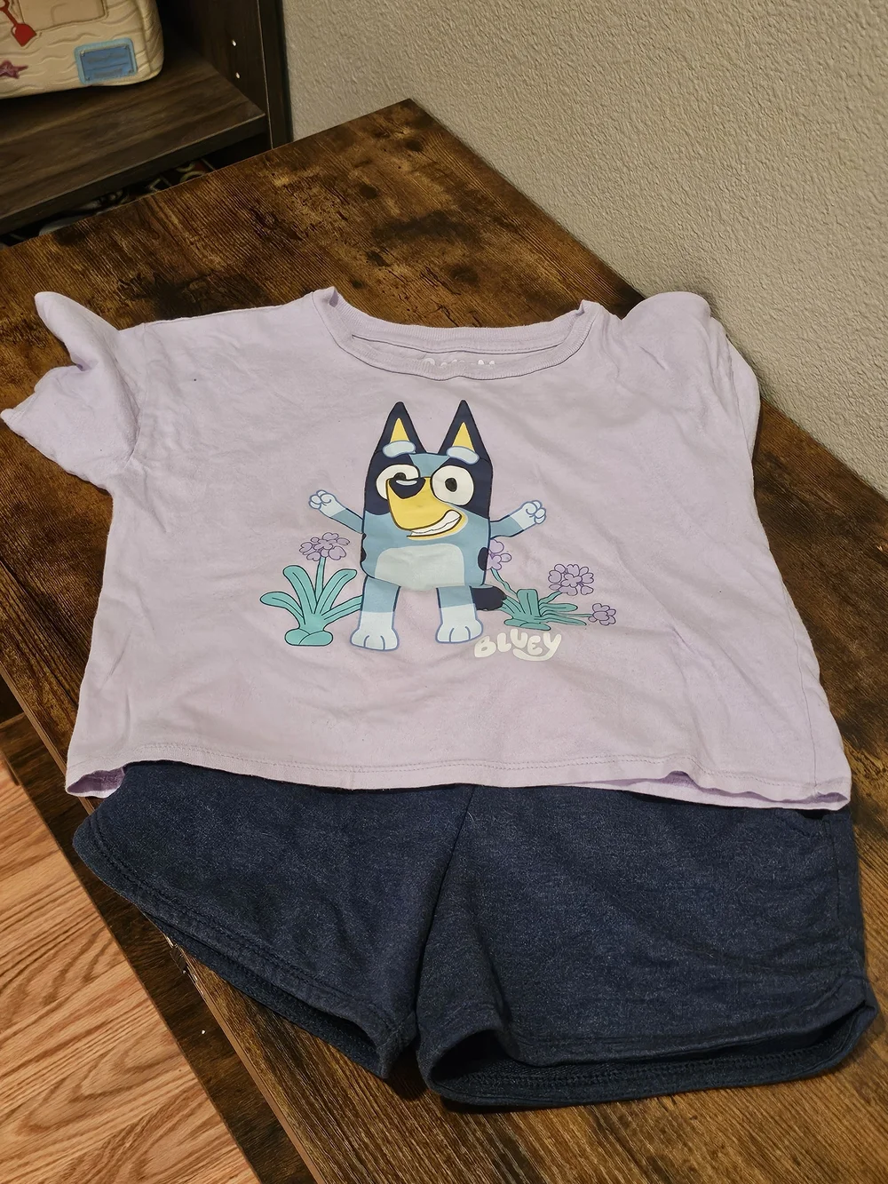 Lilac Bluey Graphic Tee and Navy Shorts Set